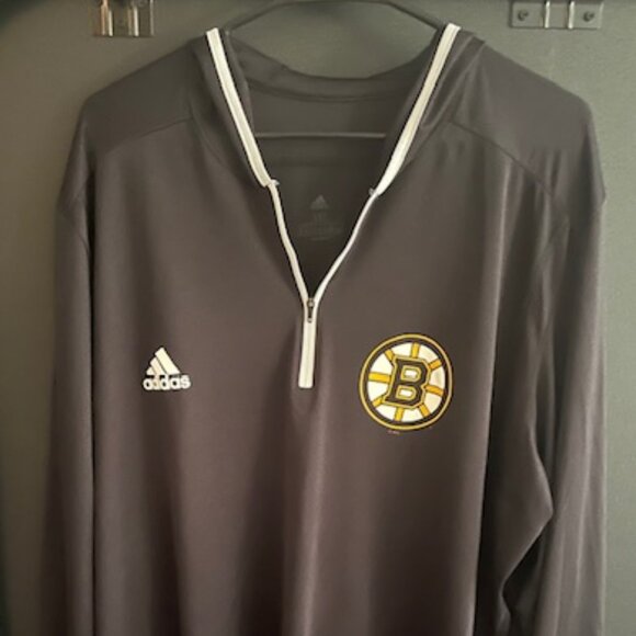 Adidas Boston Bruins Quarter-Zip Hoodie Shirt 3XL — Long Sleeve, 100% Polyester - Picture 1 of 3